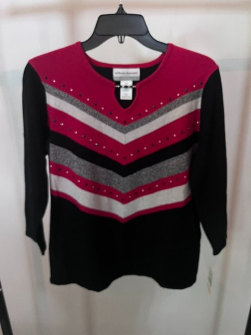 Alfred Dunner Chevron Color Block Sweater